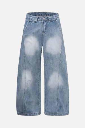 Concert Outfit Distressed Washed Deconstructed Barrel Jeans