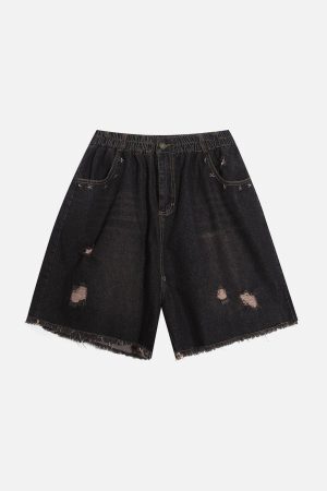 Concert Outfit Distressed Washed Jorts