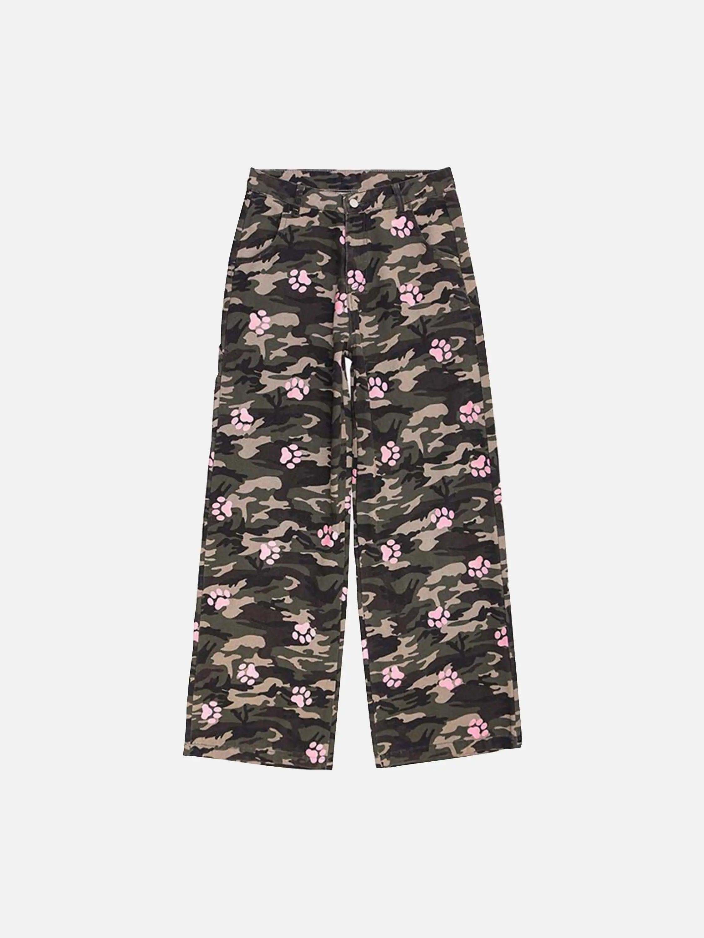 Concert Outfit Dog Paw Print Camouflage Pants