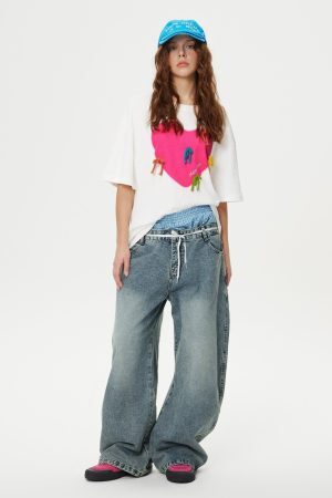 Concert Outfit Double Waist Loose Sagging Jeans