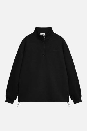 Concert Outfit Drawstring Hem Stand Collar Sweatshirt