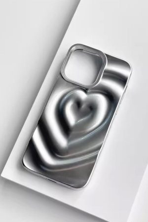 Concert Outfit Electroplate Silver 3D Heart Water Ripple Phone Case