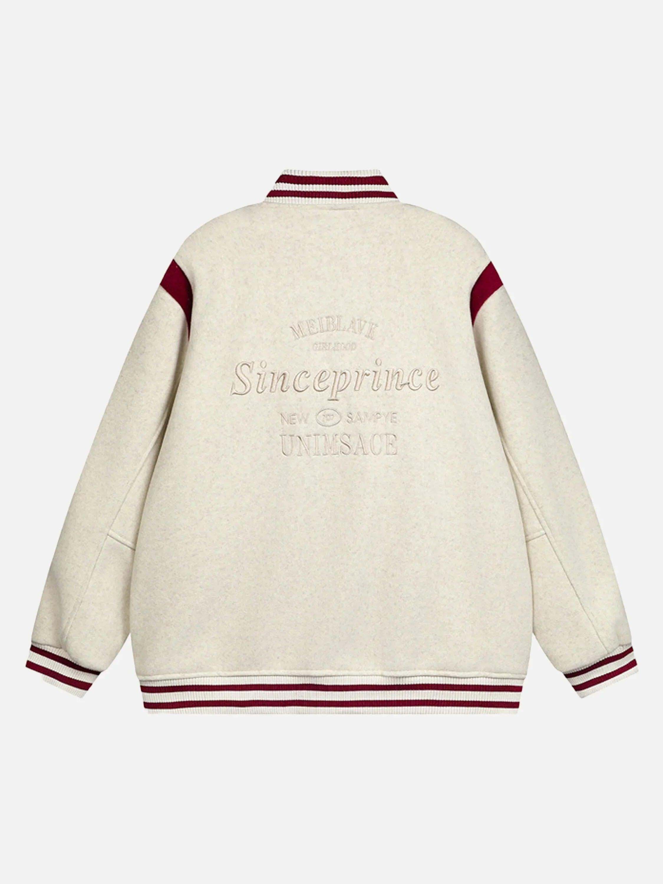 Concert Outfit Embroidered Contrast Color Varsity Jacket