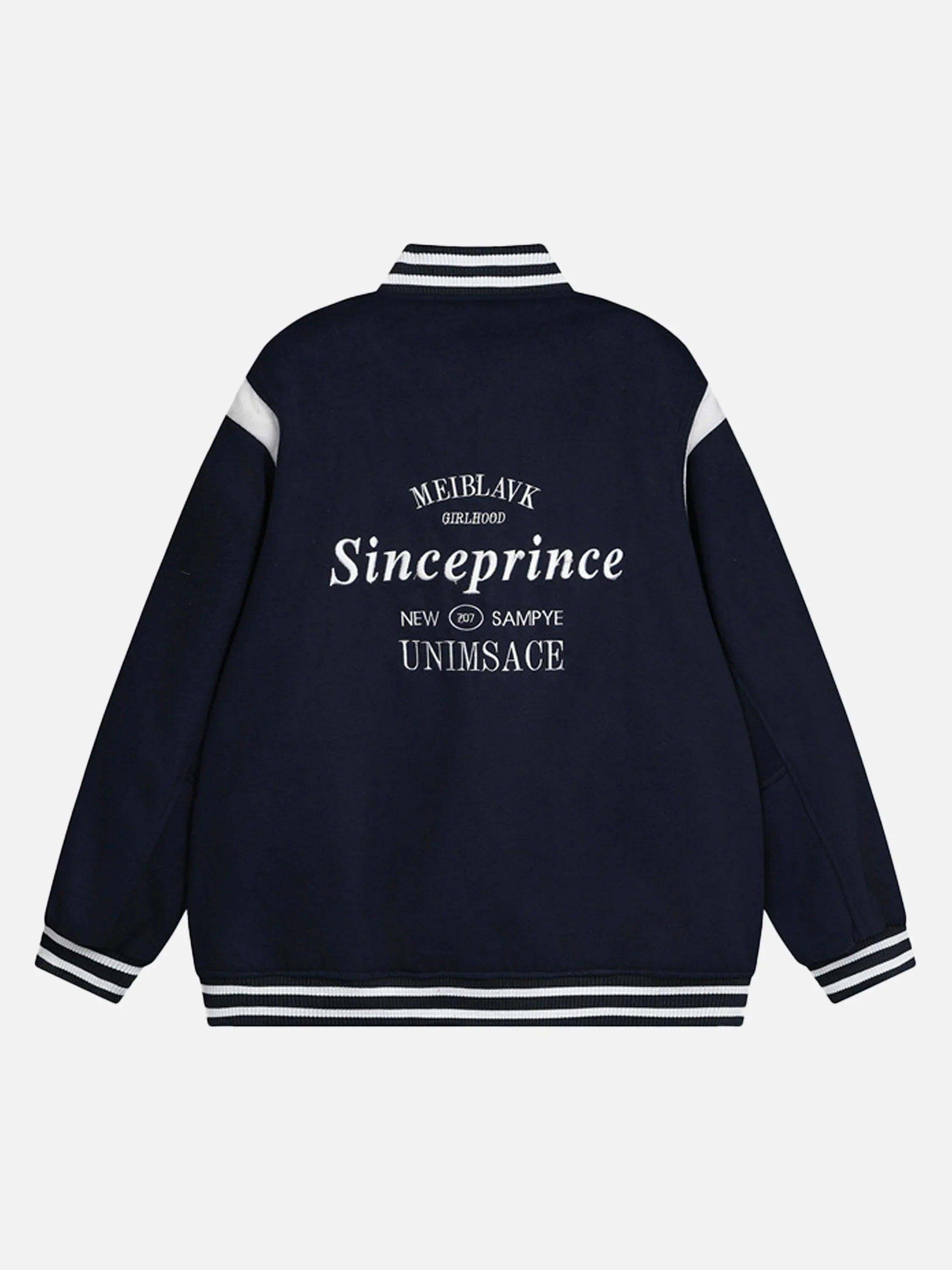 Concert Outfit Embroidered Contrast Color Varsity Jacket