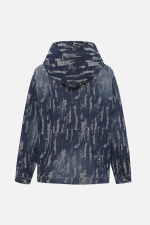 Concert Outfit Embroidered Washed Denim Hoodie
