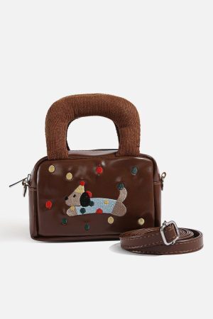 Concert Outfit Embroidery Cartoon Dog Bag