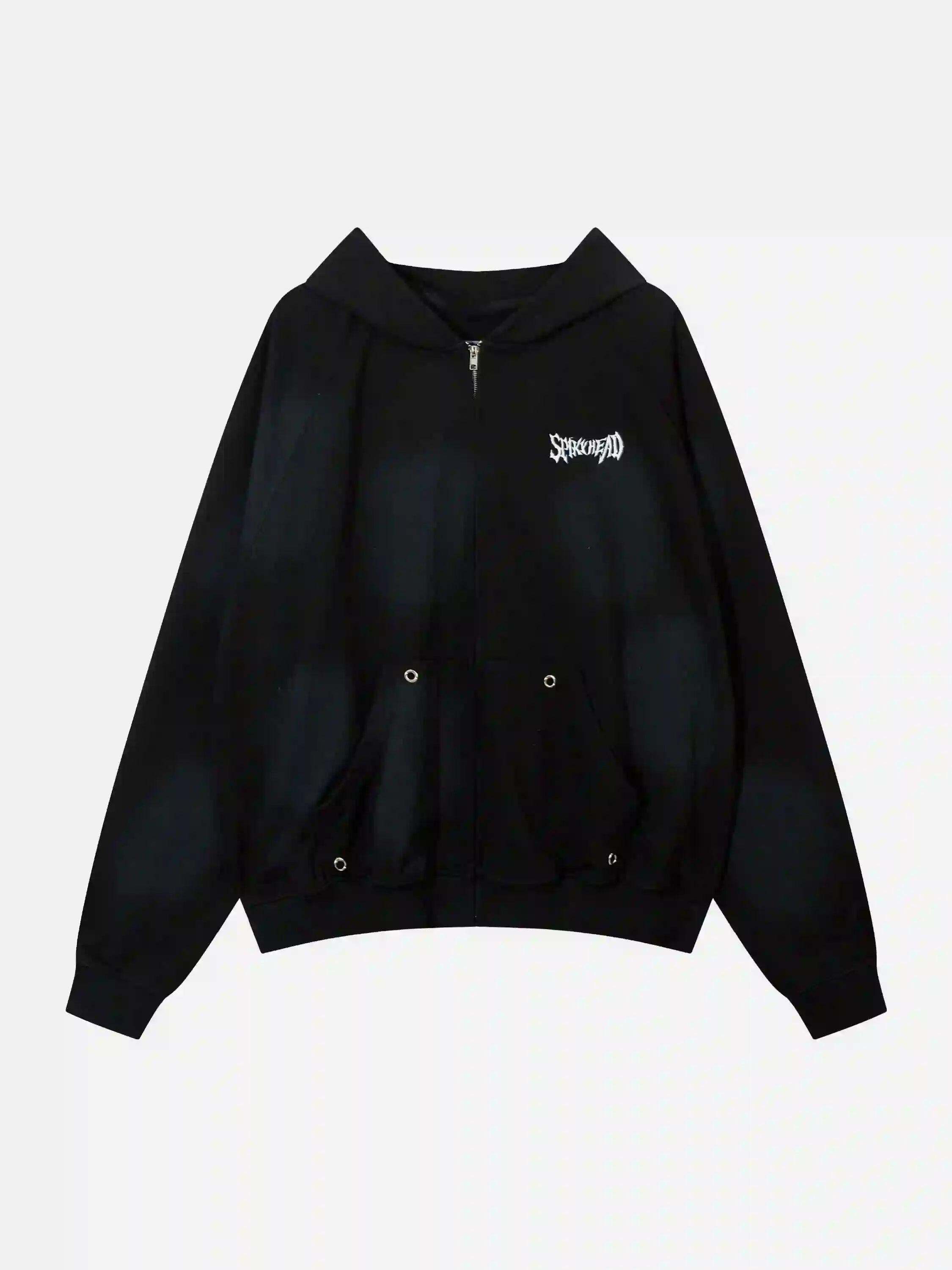 Concert Outfit Embroidery Spots Zip-Up Hoodie