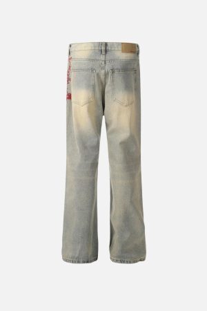 Concert Outfit Embroidery Washed Jeans