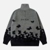 Concert Outfit Faux Mink Butterfly Zip Up Turtle Neck Sweater