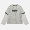 Concert Outfit Faux Two-Piece Distressed Woolen T-Shirt