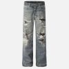 Concert Outfit Fringe Distressed Print Jeans