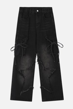 Concert Outfit Fringe Star Washed Jeans