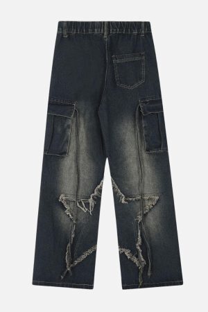 Concert Outfit Fringe Star Washed Jeans