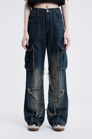 Concert Outfit Fringe Star Washed Jeans