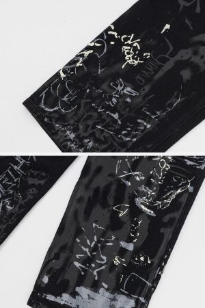 Concert Outfit Full Print Graffiti Loose Jeans