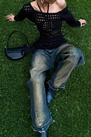 Concert Outfit Gradient Raw Edge Jeans