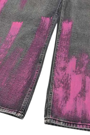 Concert Outfit Graffiti Distressed Washed Baggy Jeans