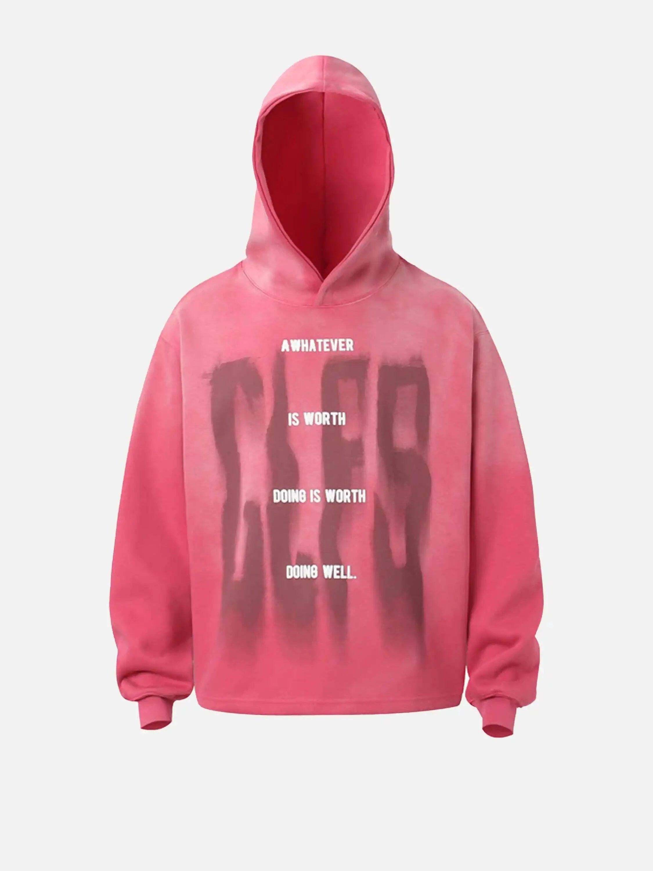 Concert Outfit Graffiti Letter Gradient Distressed Hip-Hop Hoodie