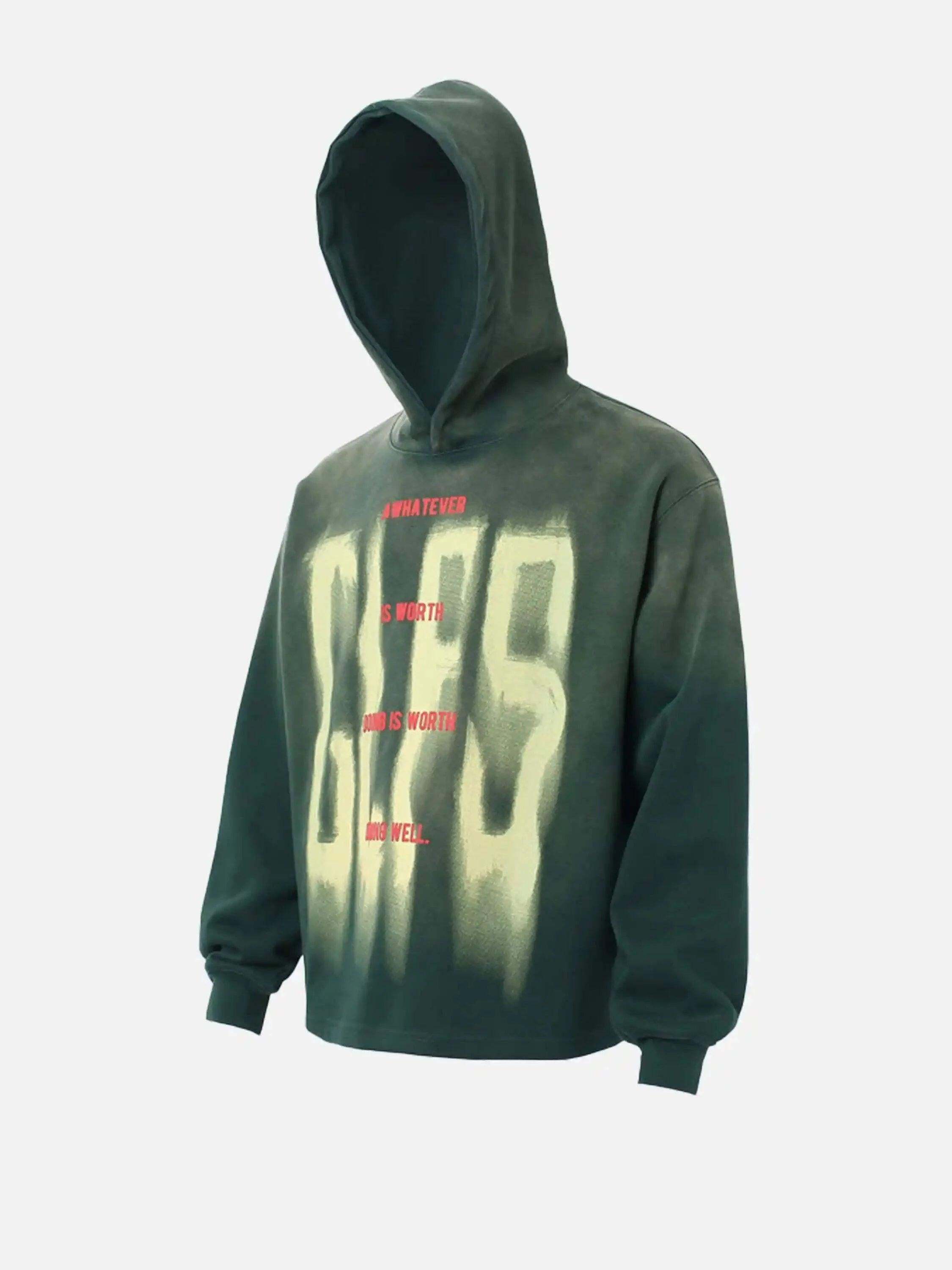 Concert Outfit Graffiti Letter Gradient Distressed Hip-Hop Hoodie