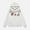 Concert Outfit Grunge Bear Graphic Washed Hoodie