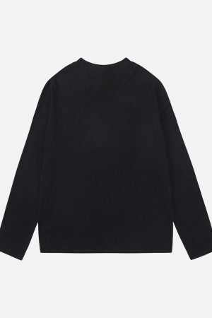 Concert Outfit Half Zip Crew Neck Printed Knitted Sweater
