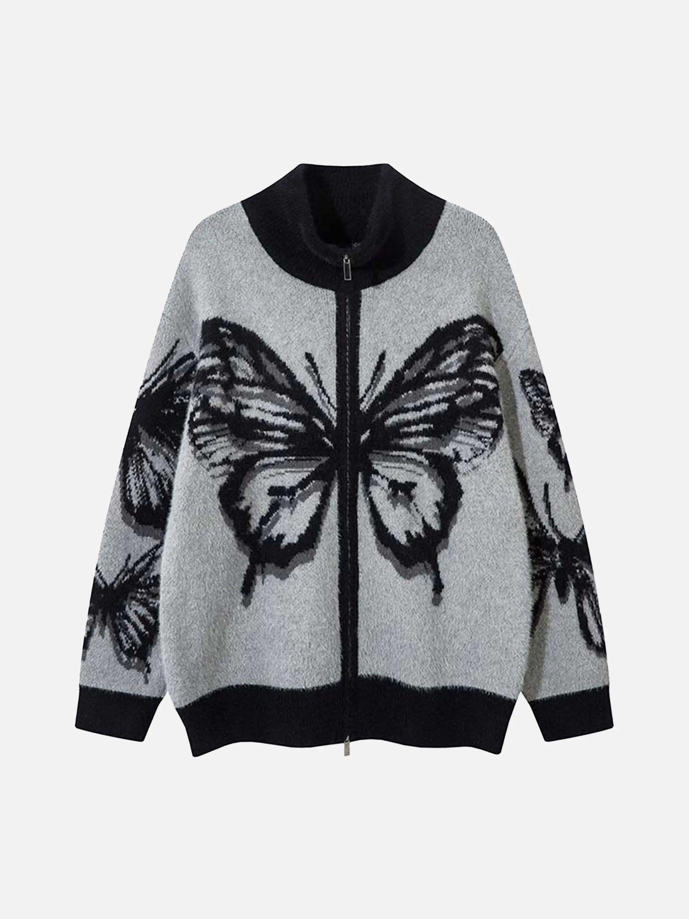 Concert Outfit Hand-Painted Butterfly Mohair Jacquard Cardigan
