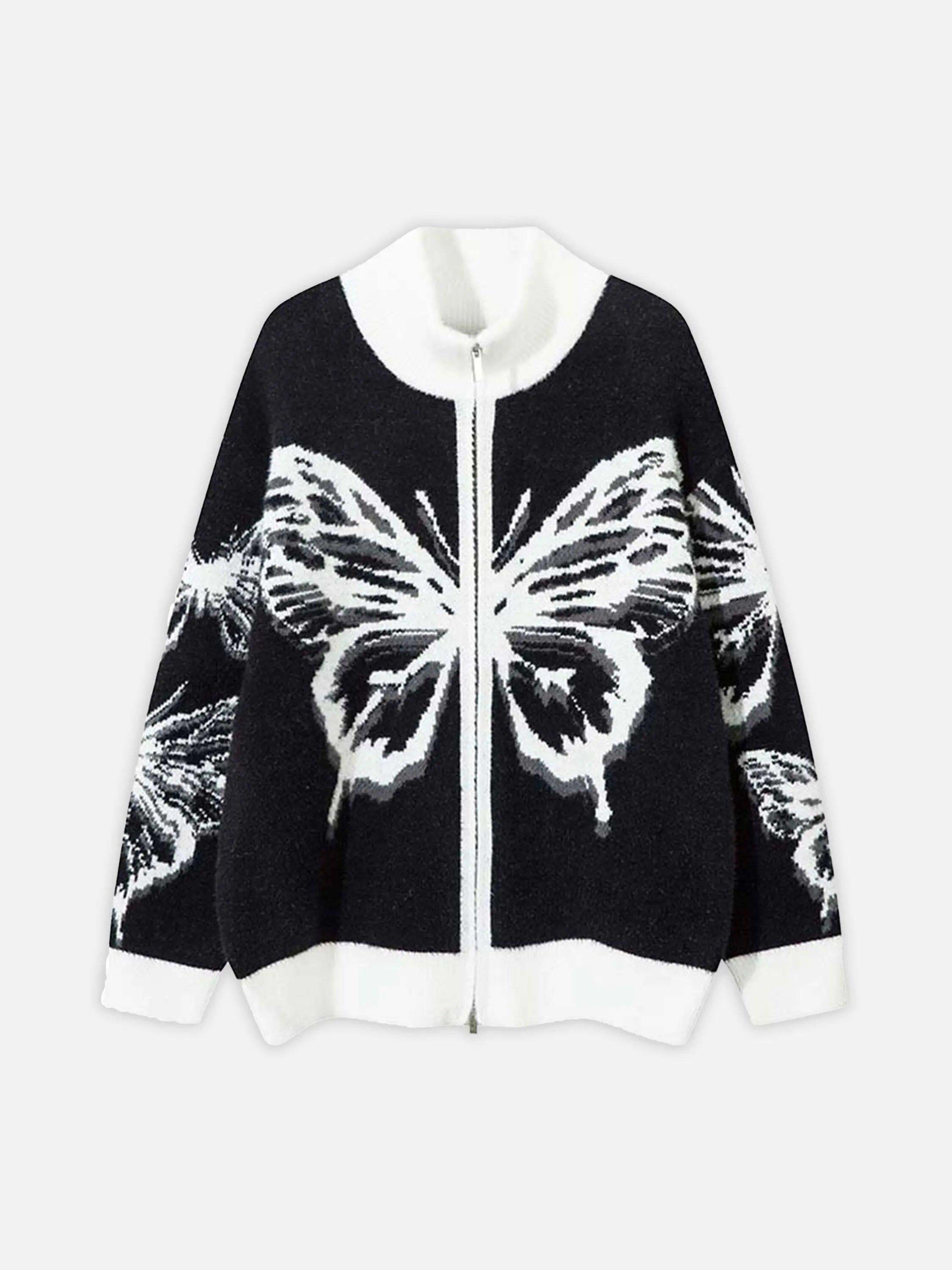 Concert Outfit Hand-Painted Butterfly Mohair Jacquard Cardigan