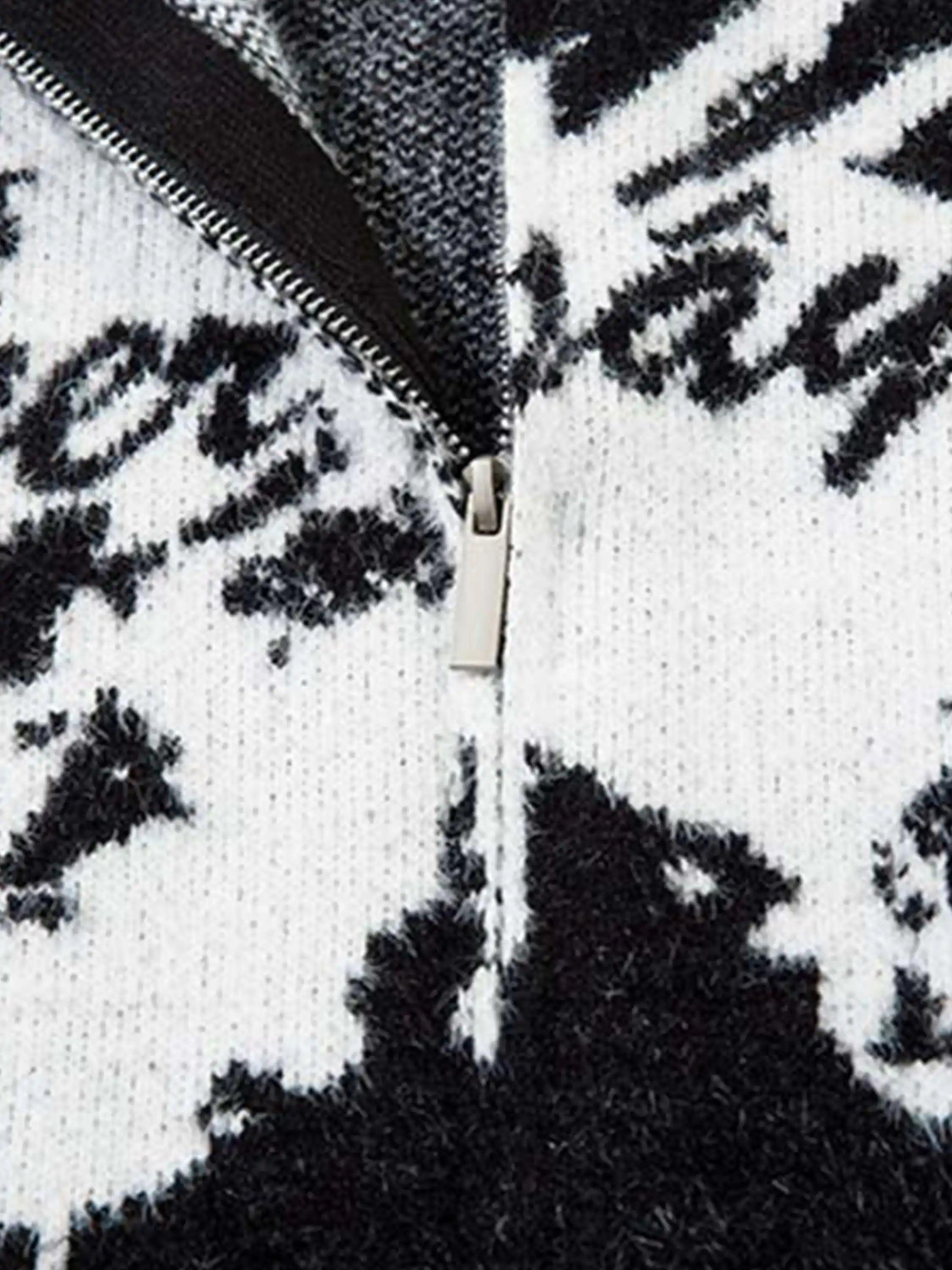 Concert Outfit Hand-Painted Slogan Butterfly Jacquard Cardigan