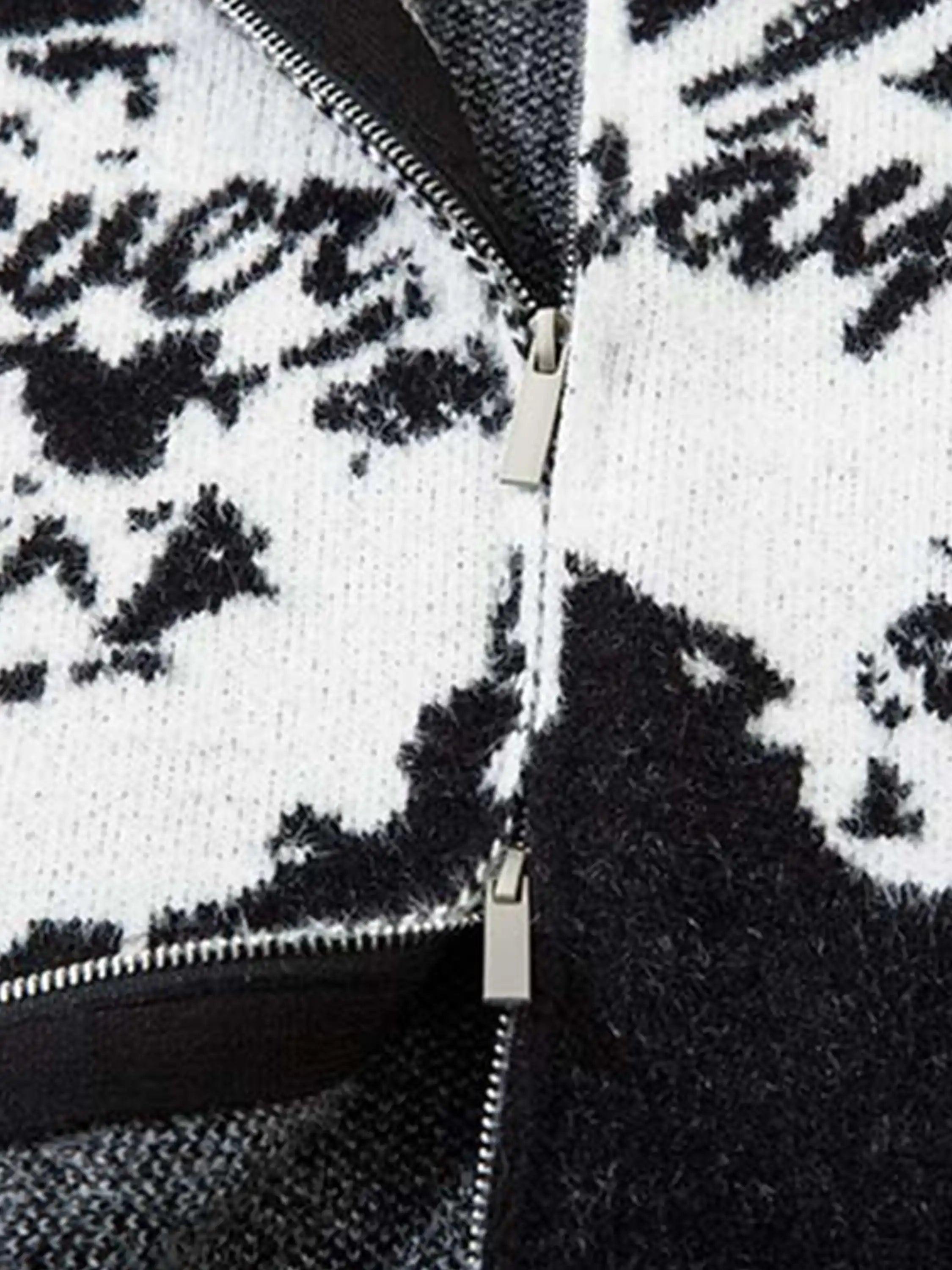 Concert Outfit Hand-Painted Slogan Butterfly Jacquard Cardigan