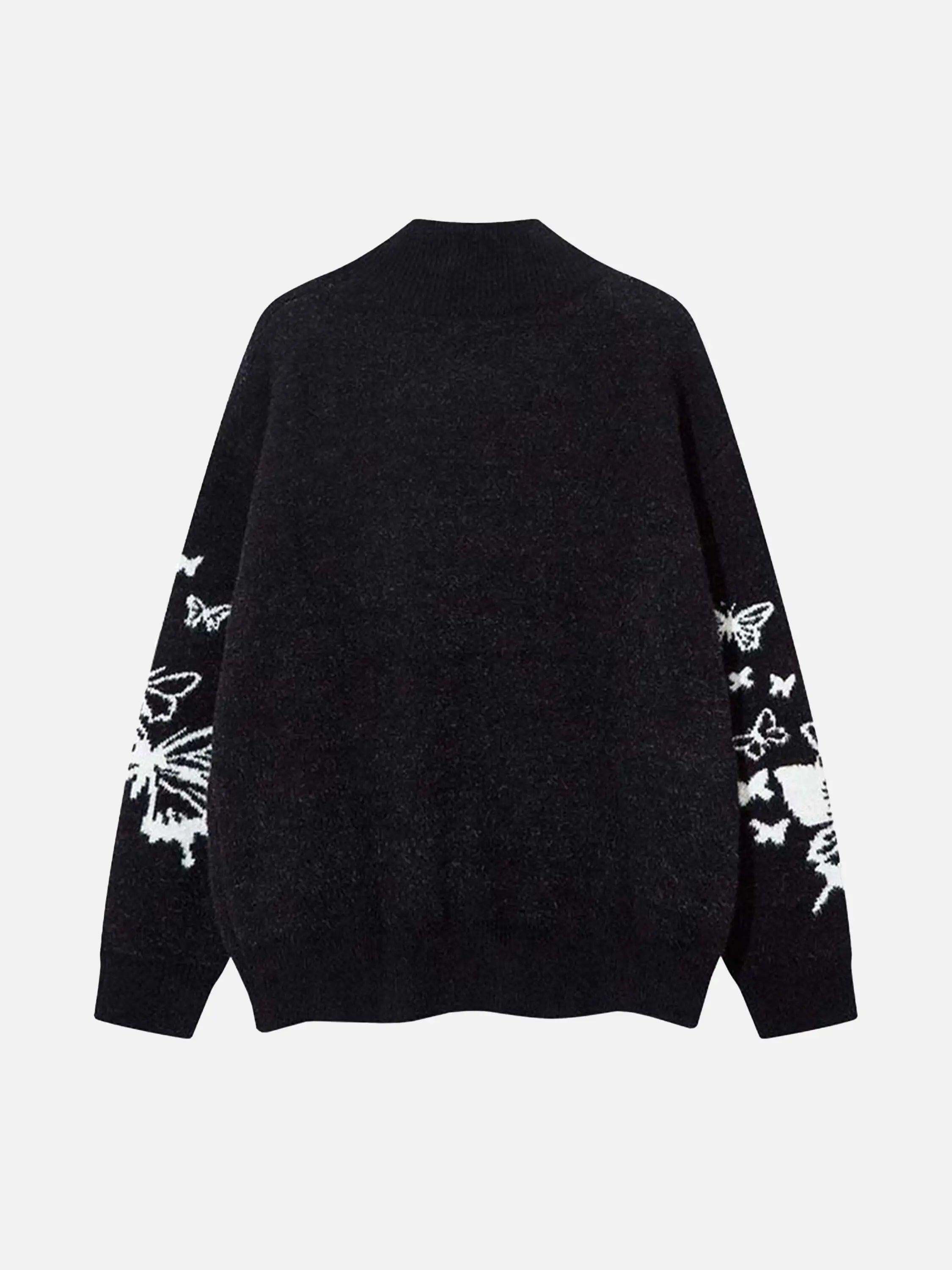 Concert Outfit Hand-Painted Slogan Butterfly Jacquard Cardigan