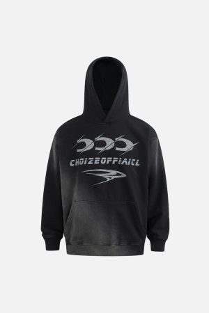 Concert Outfit Heavy Washed Letter Print Hoodie