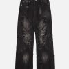Concert Outfit Heavy Washed Ripped Plaid Stitching Hip-Hop Jeans