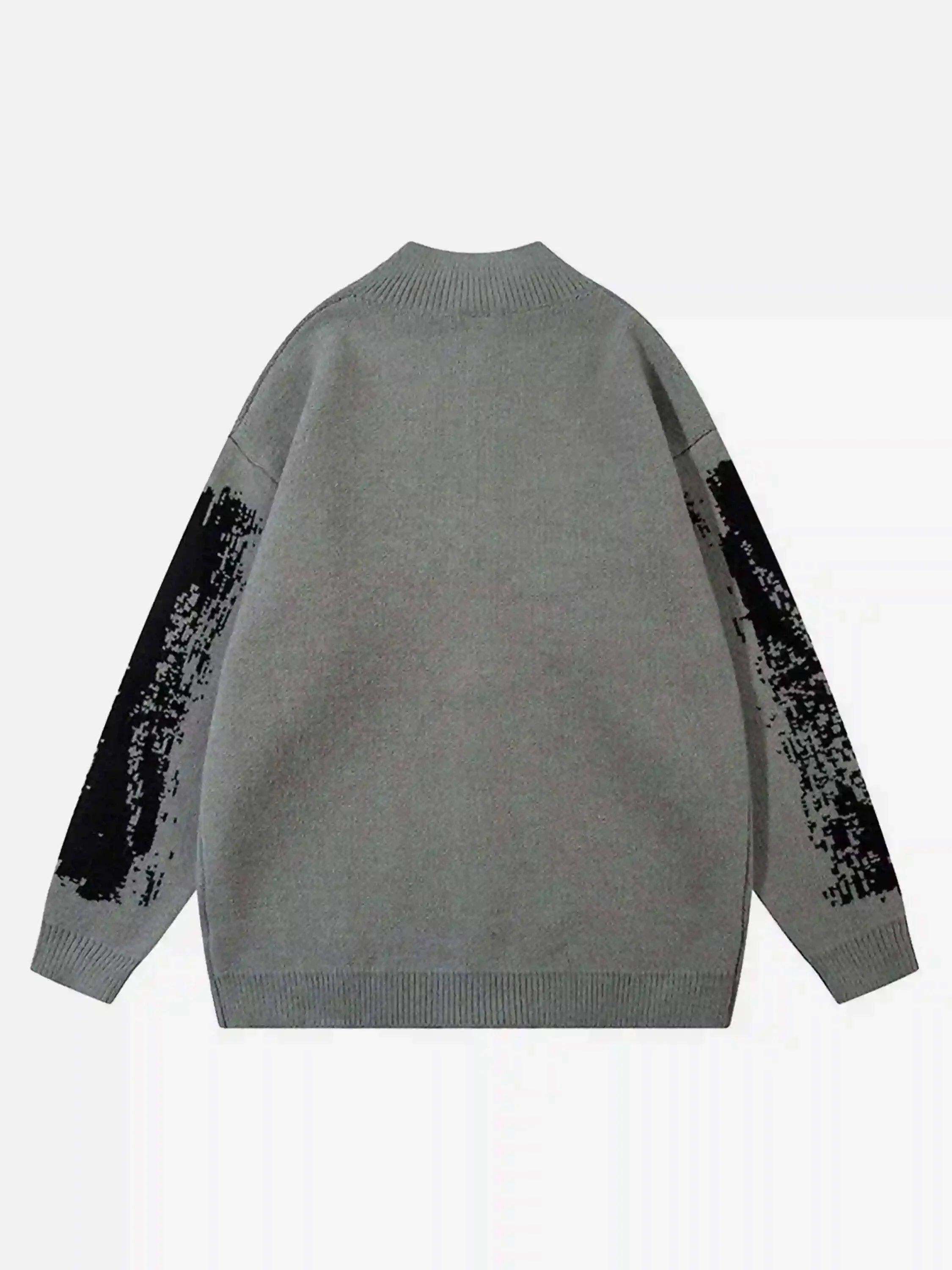 Concert Outfit High Street Abstract Pattern Zipper Stand Collar Cardigan