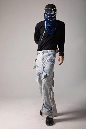 Concert Outfit High Street Deconstructed Washed Jeans