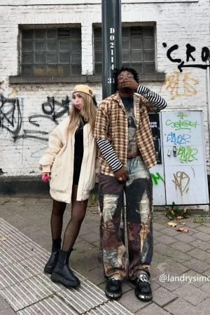 Concert Outfit High Street Distressed Washed Printed Jeans