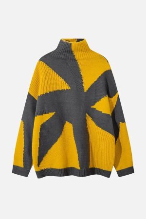Concert Outfit High Street High-Neck Spiral Jacquard Sweater