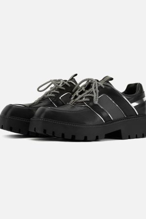 Concert Outfit High Street Hip Hop Metal Design Leather Shoes