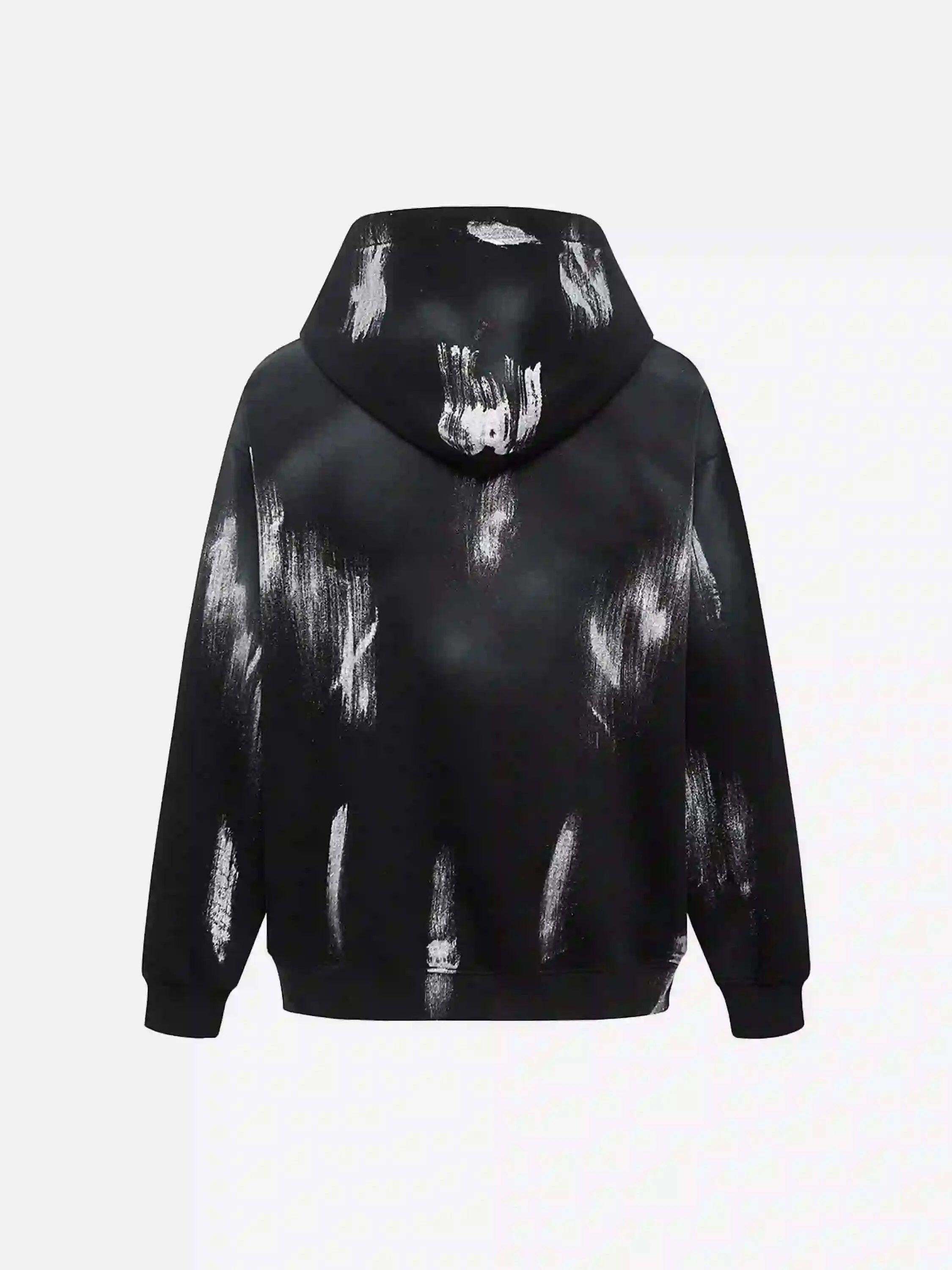 Concert Outfit High Street Hip Hop Spider Web Print Hoodie