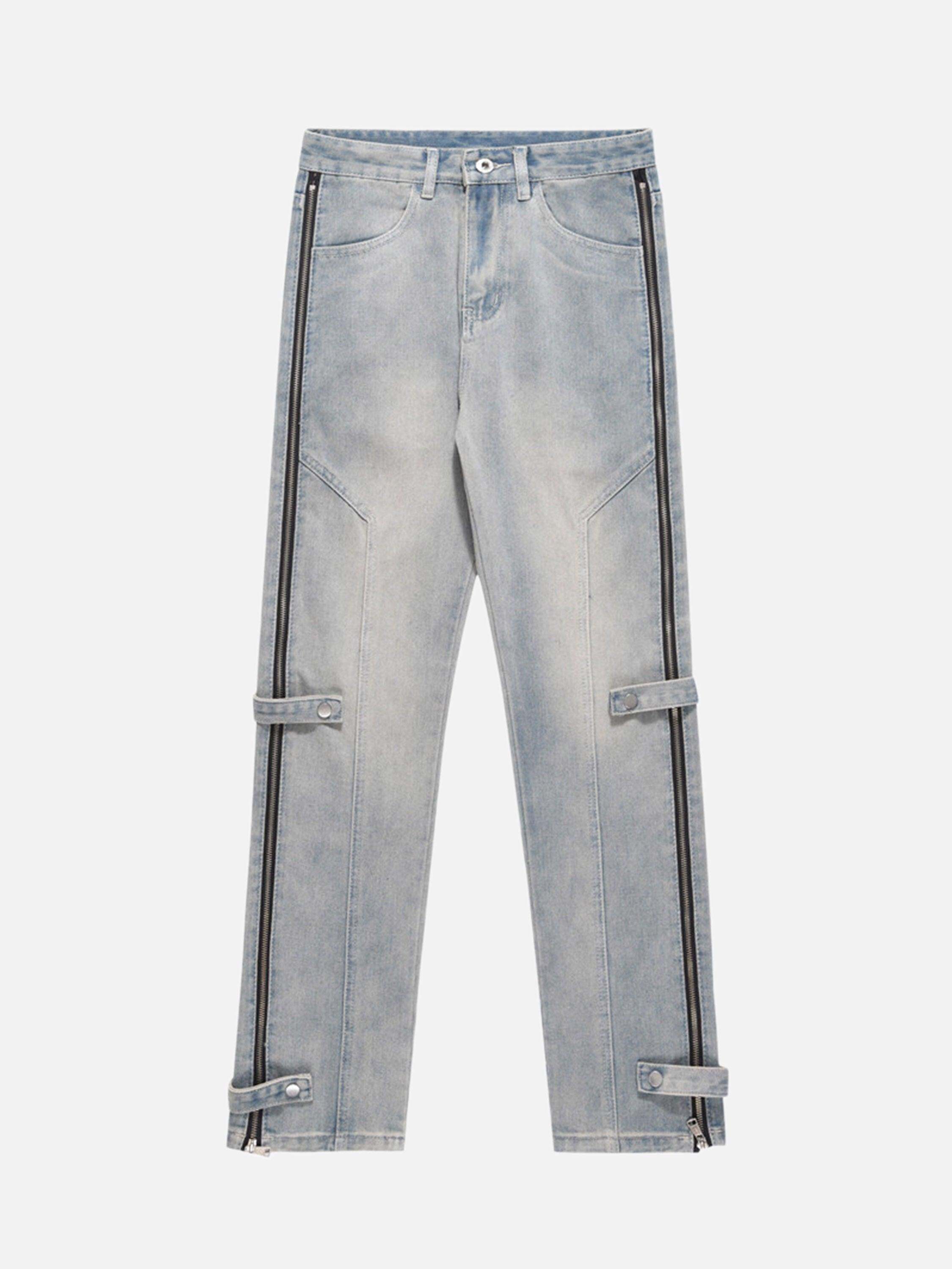 Concert Outfit High Street Hip-Hop Zipper Straight Jeans