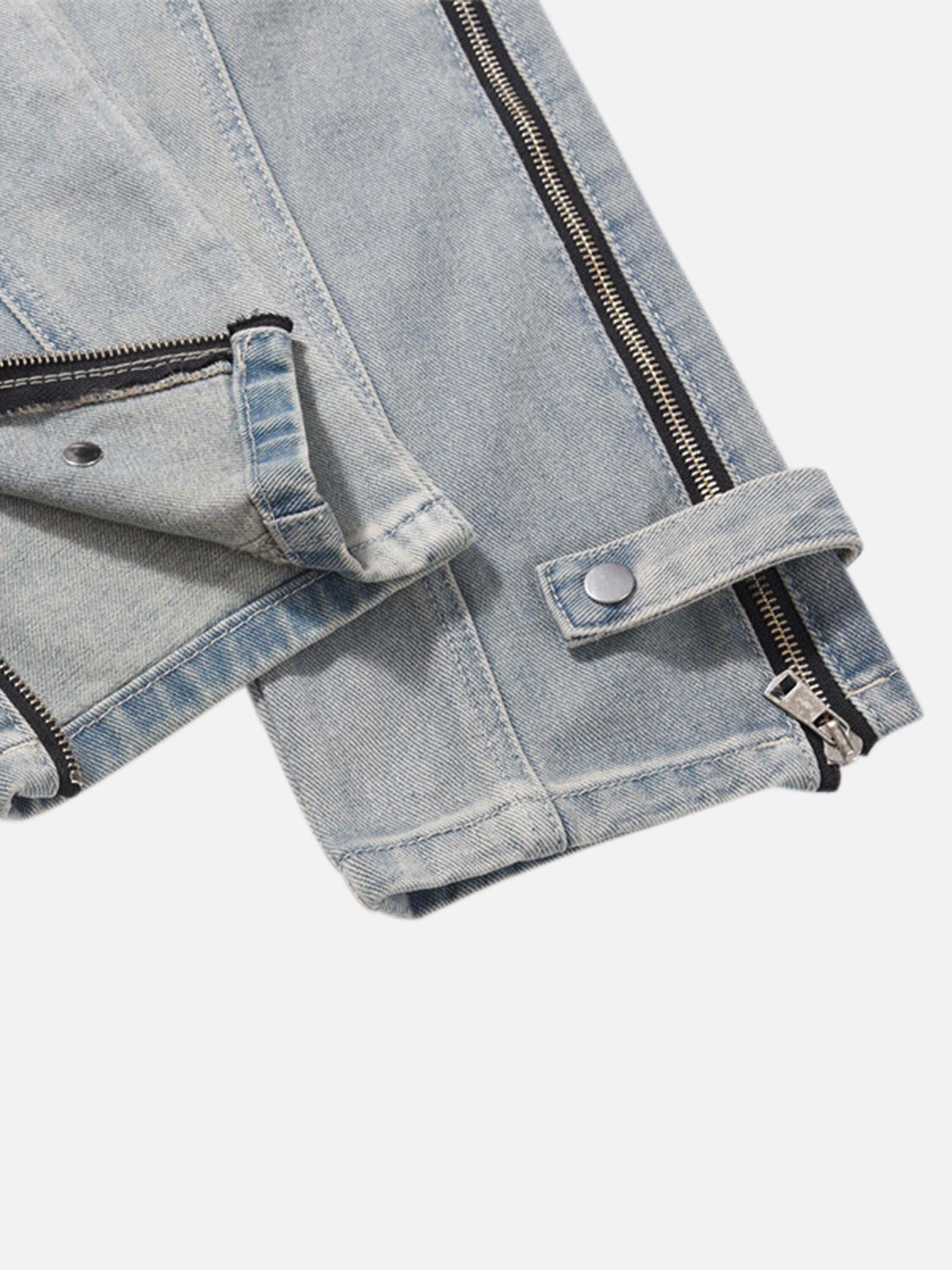 Concert Outfit High Street Hip-Hop Zipper Straight Jeans