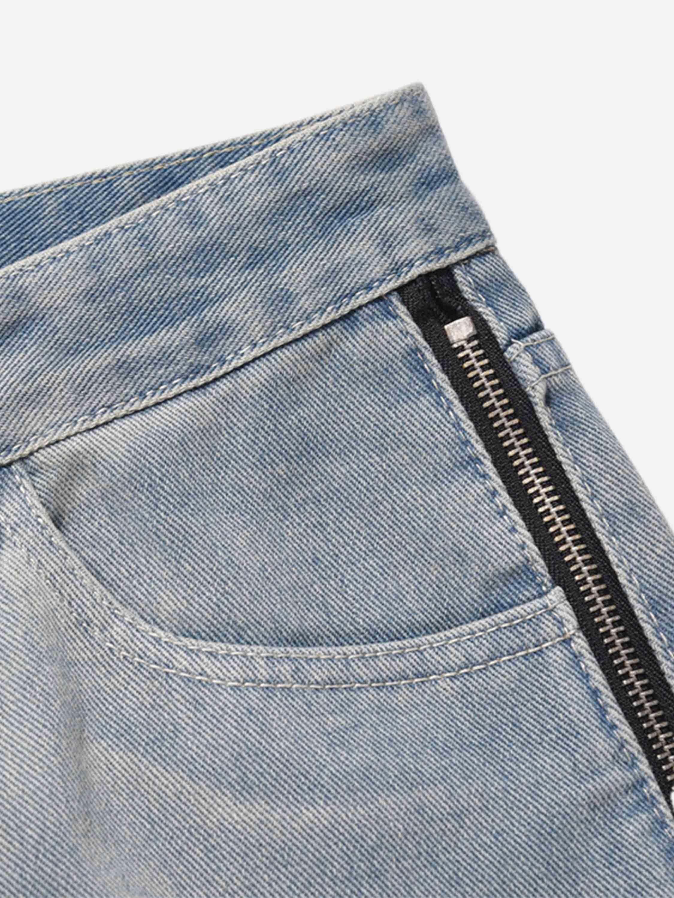 Concert Outfit High Street Hip-Hop Zipper Straight Jeans