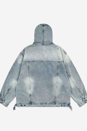 Concert Outfit High Street Washed And Worn Denim Hoodie