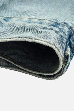 Concert Outfit High Street Washed And Worn Denim Hoodie