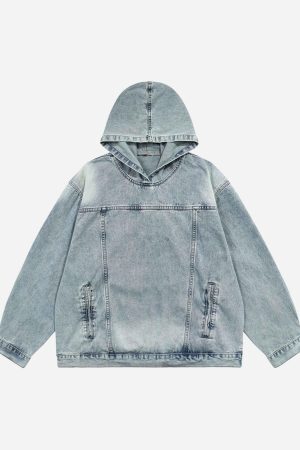 Concert Outfit High Street Washed Denim Hoodie