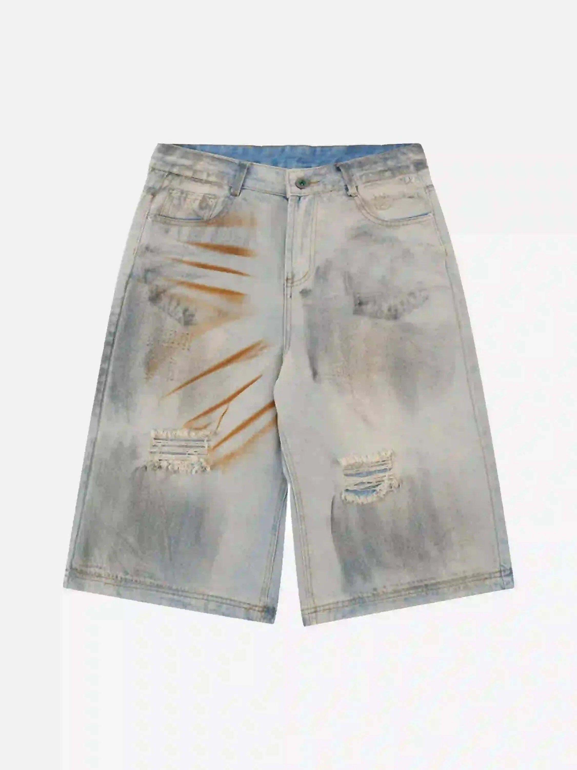 Concert Outfit High Street Yellow Mud Dyed Denim Shorts
