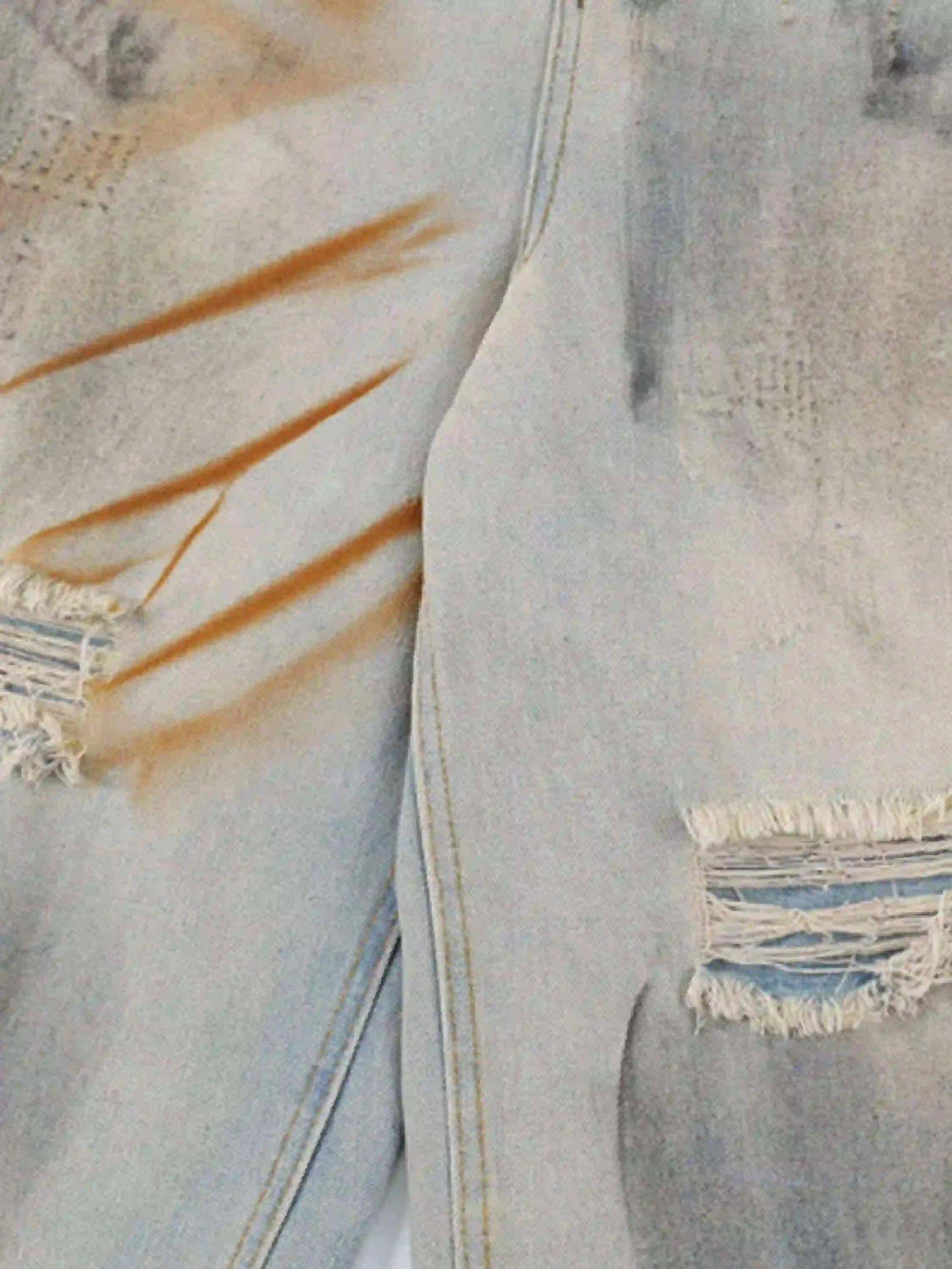 Concert Outfit High Street Yellow Mud Dyed Denim Shorts