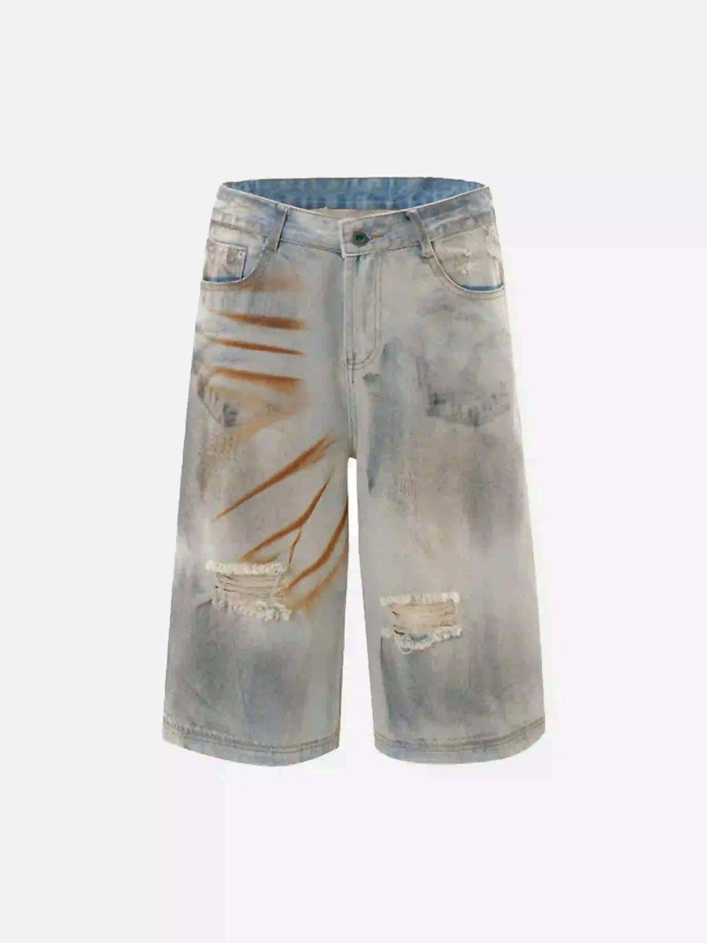 Concert Outfit High Street Yellow Mud Dyed Denim Shorts