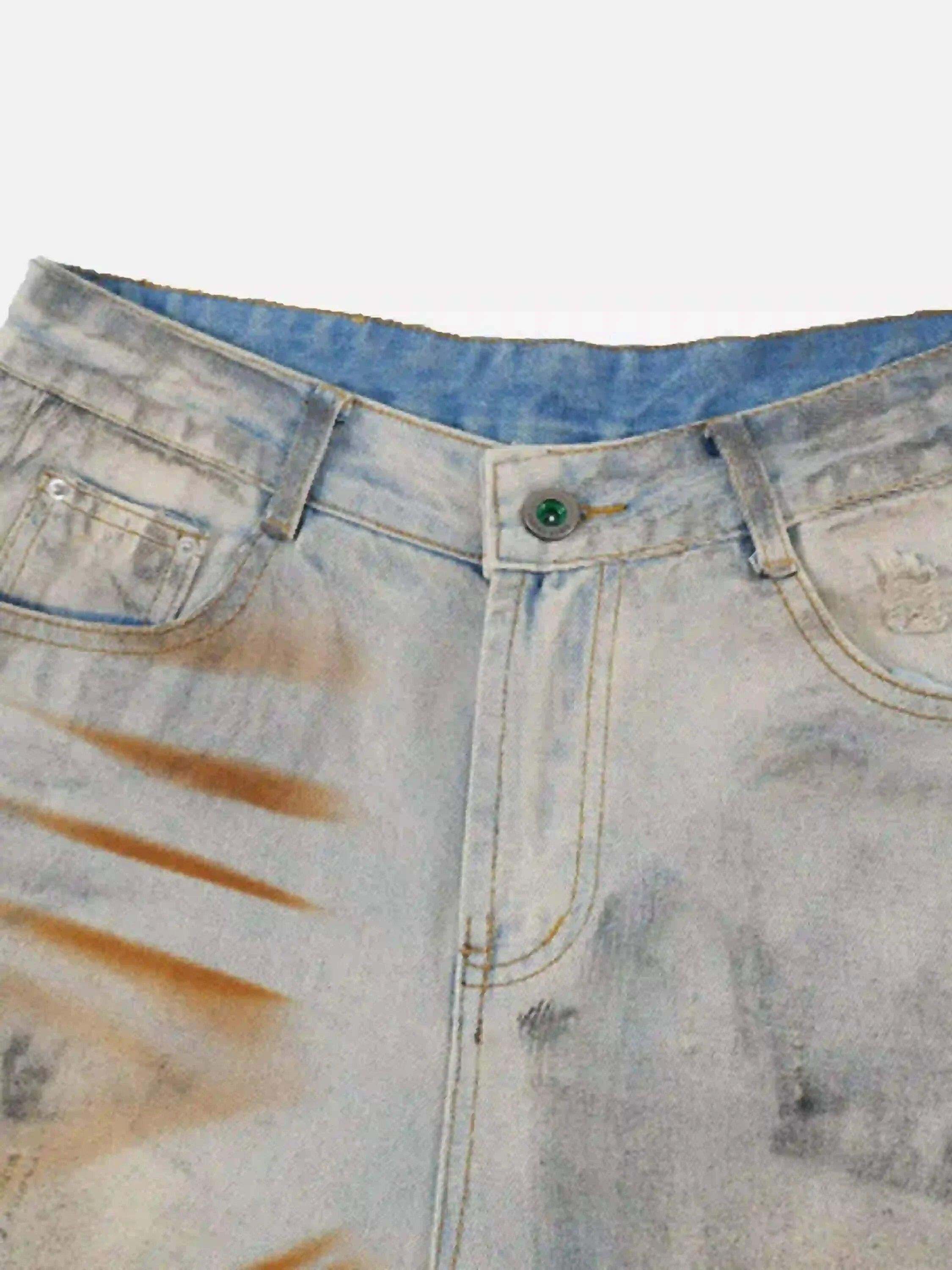Concert Outfit High Street Yellow Mud Dyed Denim Shorts