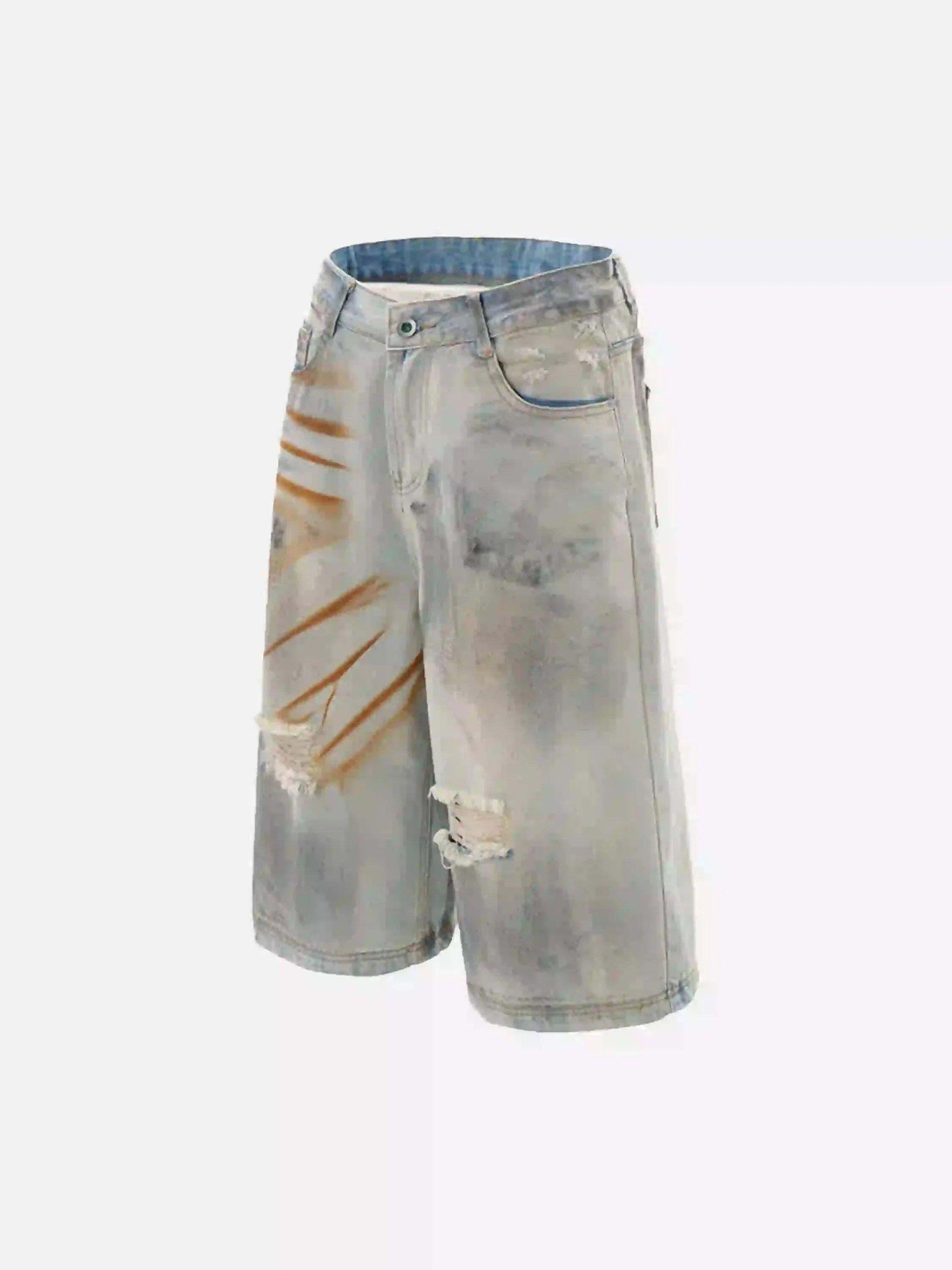 Concert Outfit High Street Yellow Mud Dyed Denim Shorts