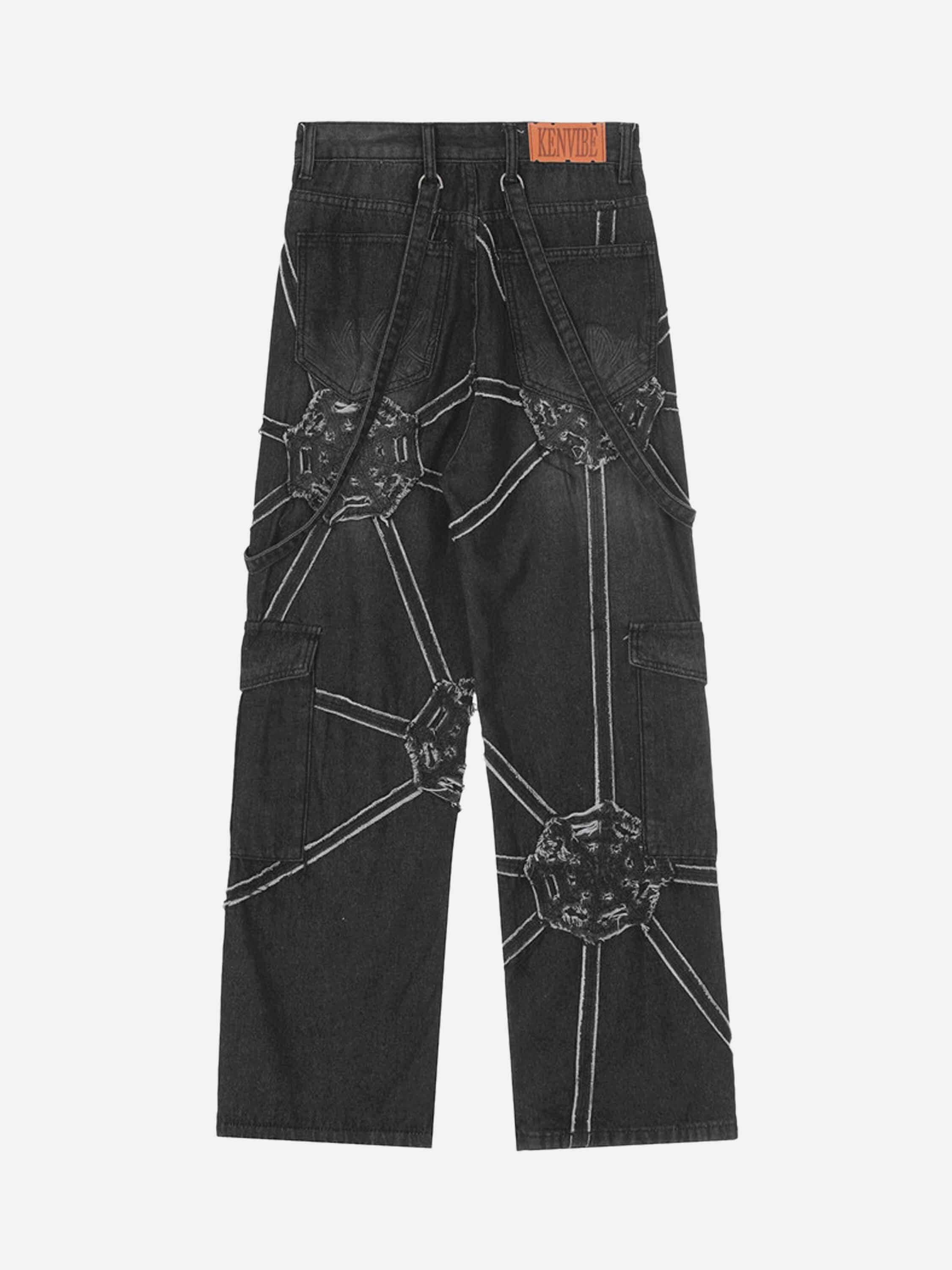Concert Outfit Hip-Hop High Street Spider Web Jeans